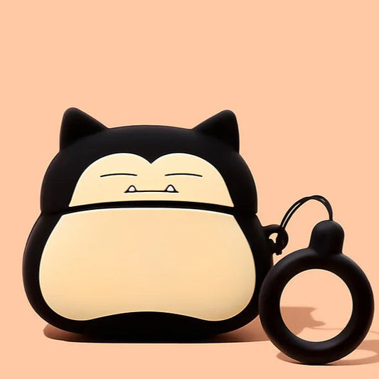 🖤 Black Snorlax AirPods Case (with Keychain)